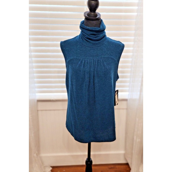 Mimi + Royce Tops - Women's Sleeveless Bella Turtleneck Top by (mimi+ royce)  in Peacock Size LG